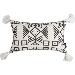 Black / White Tassle | 30 x 50 cm | Kussenhoes | Polyester