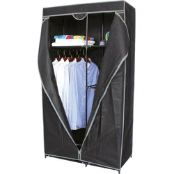 Urban Living Mobiele kledingkast met legplanken/hang stang - opvouwbaar - grijs - 88 x 45 x 160 cm - Campingkledingkasten