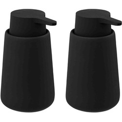 2x Stuks Zeeppompjes/zeepdispensers van keramiek - zwart - 250 ml - Zeeppompjes