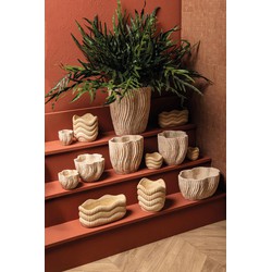 PTMD Bloempot Robbien - 30x20x16 cm - Cement - Creme