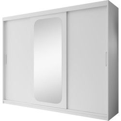 Meubella - Kledingkast Pete - Wit - 250 cm - Met spiegel
