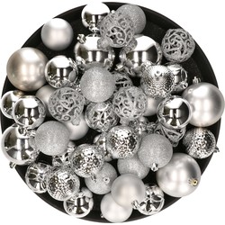 Kerstversiering kunststof kerstballen lichtroze 4-6 cm pakket van 44x stuks - Kerstbal