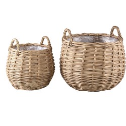 PTMD Mand Tifa - 52x52x39 cm - Wilg - Naturel - Set van 2