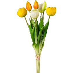 Kopu® Kunstbloemen bos Tulpen Mix 7 stuks 39 cm - Geel