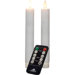 Dinerkaars wax led bewegende vlam op batterij met afstandsbediening 2 stuks h18 cm wit