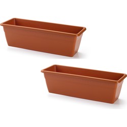 5x stuks plantenbak terra cotta rechthoekig 50 x 17 x 15 cm - Plantenbakken