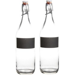 2x Decoratie flessen met tekstvak - Decoratieve flessen