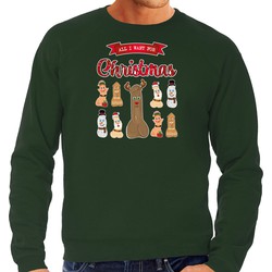 Bellatio Decorations foute kersttrui/sweater heren - All I want for Christmas - groen - piemel/penis M - kerst truien