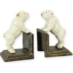 A PAIR OF CAST IRON BULLDOG BOOKENDS