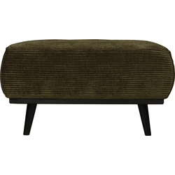 BePureHome Statement Hocker - Brede Platte Rib - Warm Groen - 40x80x55