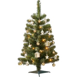 Black Box Trees Joy Kunstkerstboom met 26 Ornamenten en LED Verlichting - H90 x Ø50 cm - Groen, Goud