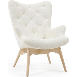 Kave Home - Kody fauteuil met bouclé en massief beuken poten