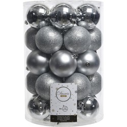 Decoris Kerstballen - 34x st - zilver - kunststof - Kerstbal