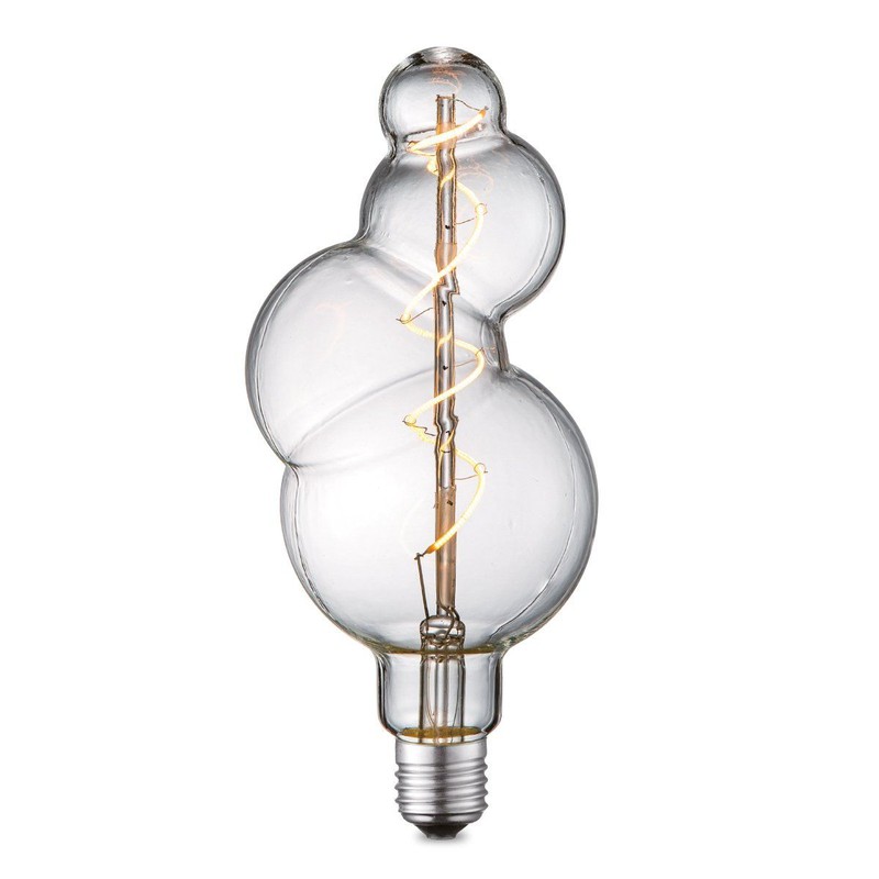 Edison Vintage LED filament lichtbron Bubbel - Helder - Spiraal - Retro LED lamp - 11/11/23cm - geschikt voor E27 fitting - Dimbaar - 4W 280lm 3000K - warm wit licht - 