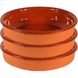 3x Terracotta tapas ovenschaal/serveerschaal 32 cm - Snack en tapasschalen