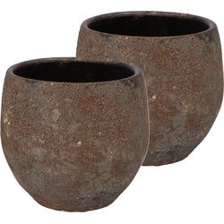 DK Design Bloempot Maya - 2x - roestbruin - D18 x H20 cm - rustiek - Plantenpotten