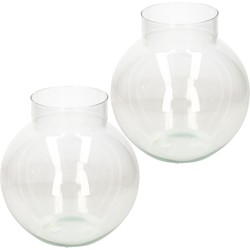 Hakbijl Glass Bloemenvaas/bolvaas - 2x - glas - 23 x 23 cm - Vazen
