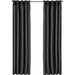 Larson - Luxe geweven blackout gordijn - met haken - 1.5m x 2.5m - Zwart