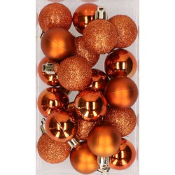 20x stuks kunststof kerstballen oranje 3 cm mat/glans/glitter - Kerstbal