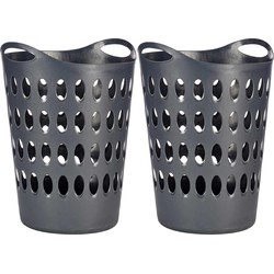 Set van 2x stuks Arte kunststof flexibele wasmanden/opbergmanden antraciet grijs 50 liter 56 x 44 cm - Wasmanden