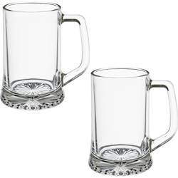 Set van 8x stuks bierglazen/bierpullen transparant 320 ml - 9 x 12 cm - Bierglazen