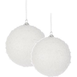 48x stuks kerstversiering witte sneeuw effect kerstballen 4 en 6 cm - Kerstbal