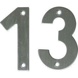 AMIG Huisnummer 13 - massief Inox RVS - 10cm - incl. bijpassende schroeven - zilver - Huisnummers