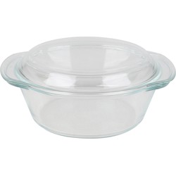 Chef Traiteur Ovenschaal van borosilicaat glas met deksel - rond - 2.1 Liter - 26 x 23 x 10,5 cm - Ovenschalen