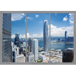 Sanders & Sanders fotobehang stadsgezicht blauw en grijs - 360 x 270 cm - 600436