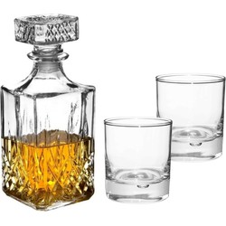 Set van 6x luxe drinkglazen/whiskyglazen 300 ml met karaf Noblesse 1 liter - Drinkglazen