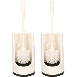 2x stuks wc-borstels/toiletborstels met randreiniger inclusief houder wit 41 cm van kunststof - Toiletborstels