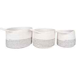 Algar Baskets - Baskets in cotton, white/grey, round, set of 3