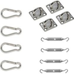 Roestvast stalen schaduwdoek ophangaccessoires / ophangen schaduwdoek 12-delig - Schaduwdoeken