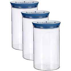 5x stuks kunststof voorraadpot/bewaarpot transparant met deksel L12 x B12 x H18 cm - 2200 ML - Voorraadpot