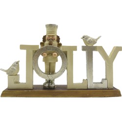 Clayre & Eef Beeld Notenkraker 18 cm Beige Polyresin Jolly Kerstdecoratie