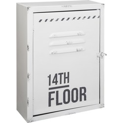 Sleutelkastje locker model metaal 23,5 x 9,2 x 30,5 cm wit - Sleutelkastjes