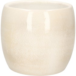 Mica Decorations Bloempot - beige - keramiek - 16 x 14 cm - Plantenpotten