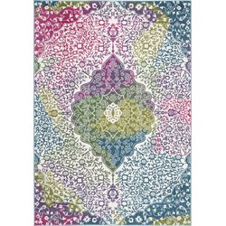 Safavieh Abstract Indoor Woven Area Rug, Watercolor Collection, WTC672, in Ivory & Fuchsia, 160 X 229 cm