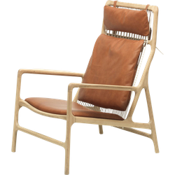 Dedo lounge chair whitewash eiken - dakar leather whisky zitting