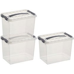 Sunware opbergbox - 3x - transparant - 9L - 30 x 20 x 22 cm - Opbergbox