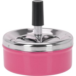 Ronde draaiasbak/drukasbak metaal 10 cm roze voor binnen/buiten - Asbakken