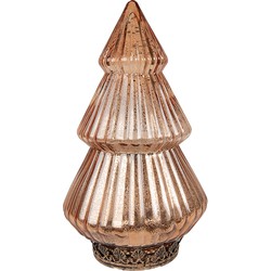 Clayre & Eef Kerstdecoratie met LED-verlichting Kerstboom Ø 13x23 cm Koperkleurig Glas