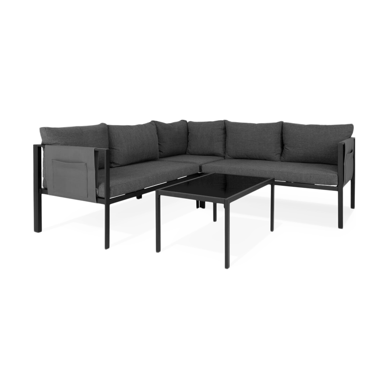 Clara 2 delige tuin loungeset donkergrijs - met zitkussens - 