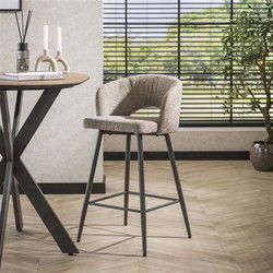 Hoyz Collection - Barstoel Boucle Salon - Tissee Cargo Zandkleur - Set van 2