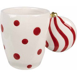 Clayre & Eef Mok 350 ml Wit Rood Keramiek