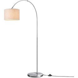 Home sweet home vloerlamp Duke mat staal - met linnen kap wit