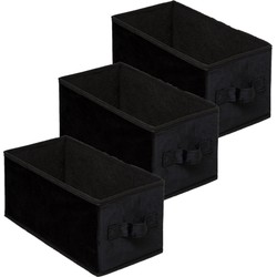 Set van 3x stuks opbergmand/kastmand 7 liter zwart polyester 31 x 15 x 15 cm - Opbergmanden