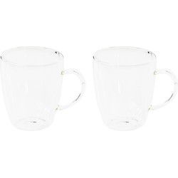 2x Dubbelwandige koffie/espresso/whiskey glazen transparant 270 ml - Koffie- en theeglazen
