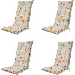 Madison -  Tuinstoelkussen Hoge Rug Florina orange - Ca. 123x50 cm - Set van 4