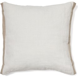 Kave Home - Witte kussenhoes Suerta van 100% linnen met beige accenten 45 x 45 cm